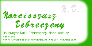 narcisszusz debreczeny business card